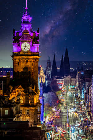 Edinburgh Princes Street Night View Wallpaper