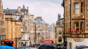 Edinburgh Royal Mile Bustling Street Scene Wallpaper