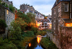 Edinburgh Twilight Dean Village Wallpaper