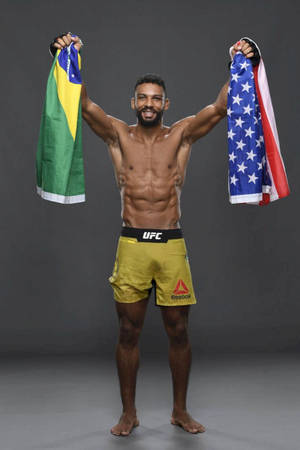 Edson Barboza American And Brazilian Flags Wallpaper