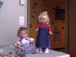 Educational Dollsin Classroom Setting Wallpaper