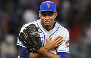 Edwin Diaz With Hands To Chest Wallpaper