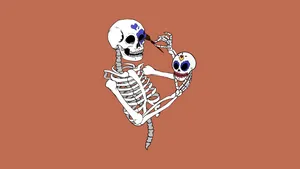 Eerie Elegance With The Cute Skeleton Iphone Wallpaper. Wallpaper