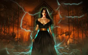 Eerie Vampire In Moonlight Wallpaper