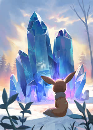 Eevee Encounter With Crystal Golems Wallpaper