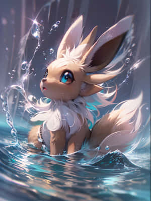 Eevee Pokemon Water Splash Art Wallpaper