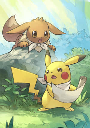 Eeveeand Pikachu Friends Forever Wallpaper