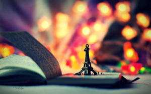 Eiffel Book Laptop Macro Wallpaper