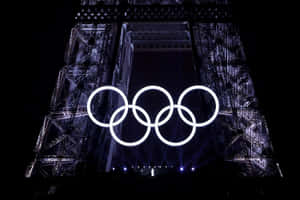 Eiffel Tower Olympic Rings Night Wallpaper