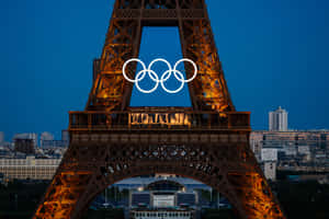 Eiffel Tower Olympic Rings Paris2024 Wallpaper