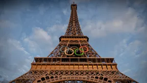 Eiffel Tower Olympic Rings Paris2024 Wallpaper