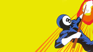 Eight Ball Superhero Flying Illustration Wallpaper