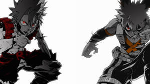 Eijiro Kirishima And Bakugo Grayscale Wallpaper