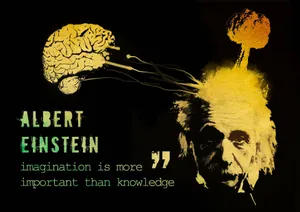 Einstein Imagination More Important Than Knowledge Artwork Wallpaper