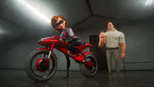 Elastigirl_and_ Mr_ Incredible_with_ Motorcycle Wallpaper