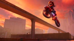 Elastigirl Sunset Motorcycle Chase Wallpaper