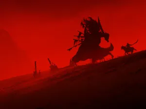 Elden Ring Red Silhouette Battle Scene Wallpaper