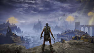 Elden Ring Warrior Gazingat Landscape Wallpaper