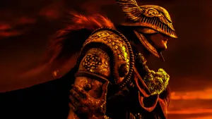 Elden Ring Warrior Sunset Silhouette Wallpaper