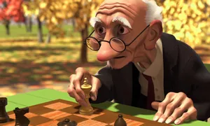 Elderly Man Playing Chess Wallpaper
