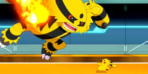 Electivire Vs Pikachu Battle Pokemon Rivalry Wallpaper