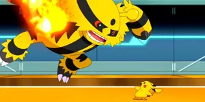 Electivire Vs Pikachu Battle Pokemon Rivalry Wallpaper