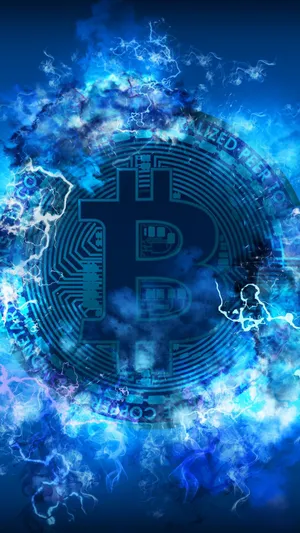 Electric Blue Bitcoin Phone Wallpaper