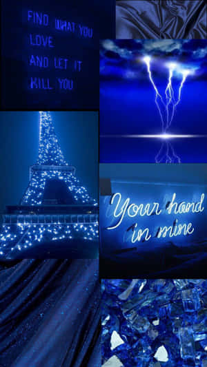 Electric Blue Collage Aesthetic Wallpaper