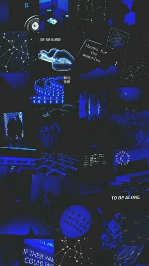 Electric Blue Collage Aesthetic Wallpaper Wallpaper