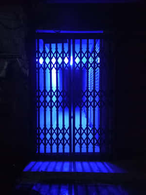 Electric Blue Glowing Doorway Aesthetic Wallpaper