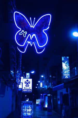 Electric_ Blue_ Neon_ Butterfly_ Alley Wallpaper