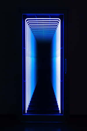Electric Blue Neon Light Portal Wallpaper