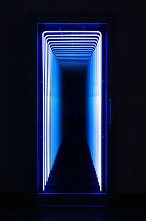 Electric Blue Neon Light Portal Wallpaper