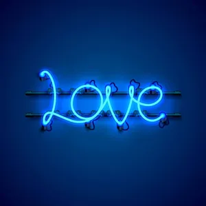 Electric Blue Neon Love Sign Wallpaper