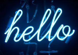 Electric Blue Neon Sign Hello Wallpaper