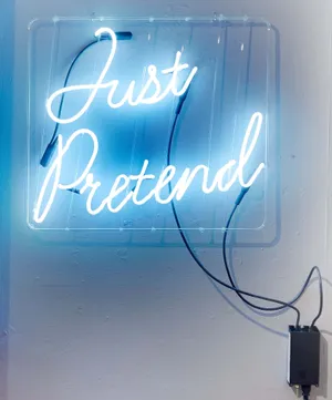 Electric Blue Neon Sign Just Pretend Wallpaper