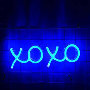 Electric Blue Neon X O X O Wallpaper