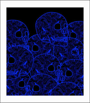 Electric_ Blue_ Skulls_ Pattern Wallpaper