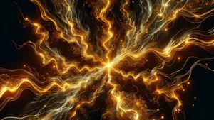 Electric Gold Light Waves Wallpaper
