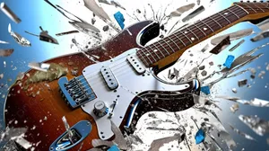 Electric Guitar Shattering Impact Wallpaper