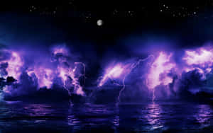 Electric Moonlit Stormat Sea Wallpaper