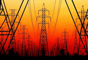 Electric Posts And Sunset Wallpaper