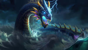 Electric Sea Dragon Emergence Wallpaper