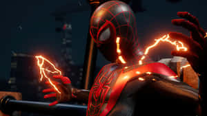 Electrified Spider Suit Night Scene Wallpaper