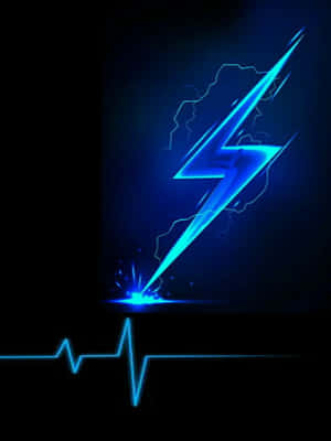 Electrifying Blue Neon Lightning And Heart Rate Logo Wallpaper
