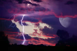 Electrifying_ Moonrise_ Storm Wallpaper