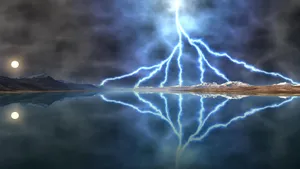 Electrifying Mountain Moon Reflection Wallpaper