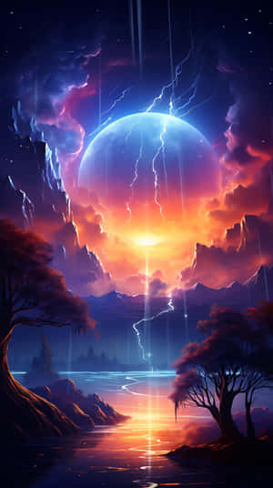 Electrifying_ Nature_ Moonrise Wallpaper