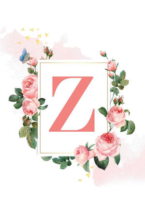 Elegance In Lettering: The Letter Z Adorned With Vibrant Pink Flowers Wallpaper