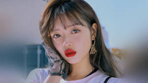 Elegance Redefined - Oh My Girl's Yooa In Red Lips Wallpaper